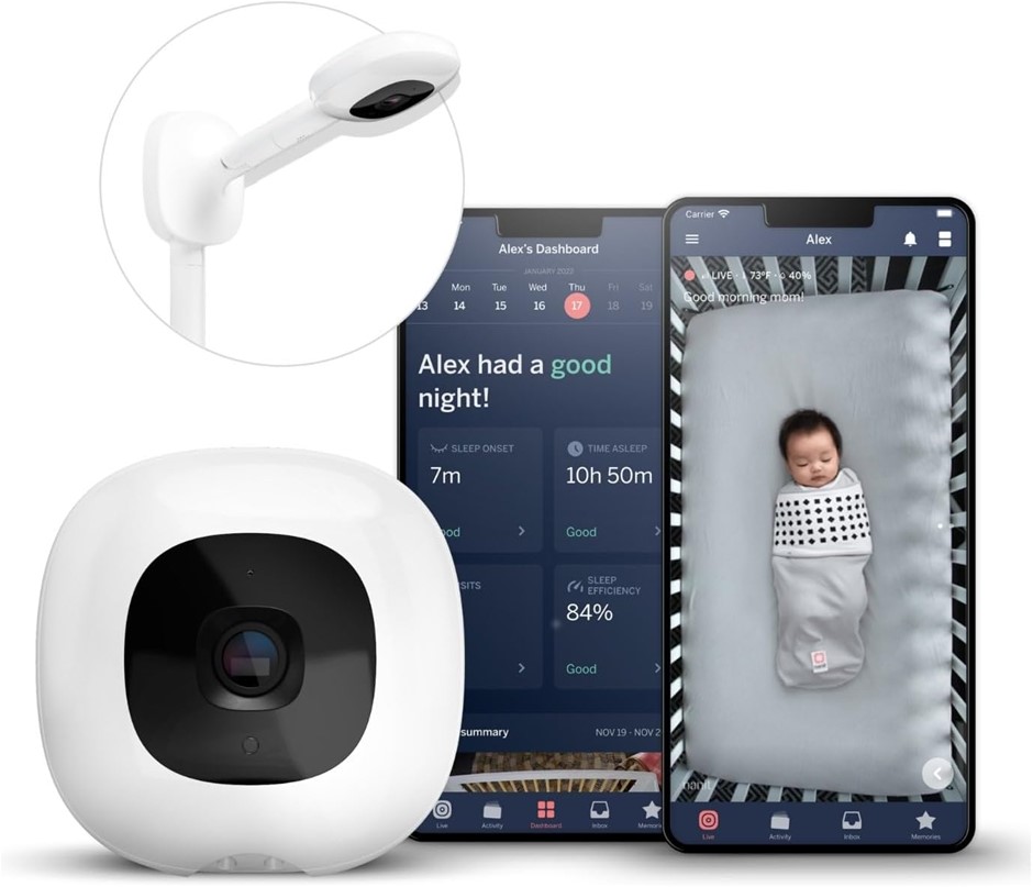 NANIT Pro Wall Mount (White) - Smart Wi-Fi Baby Monitor, Contact-Free Breat