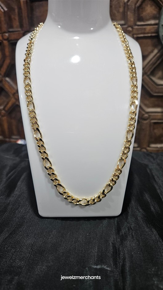18K/Italy Stamped Yellow Gold Filled Figaro Chain -60cm-5mm