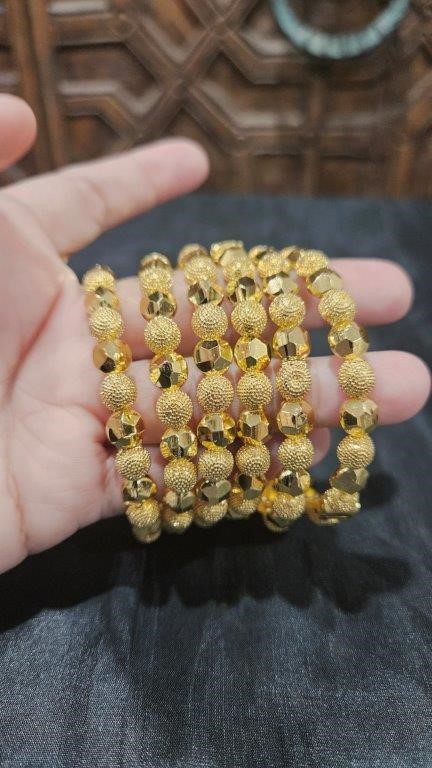 6pcs x 22K/ITALY Triple Yellow Gold Plated  Bangles  with stamps