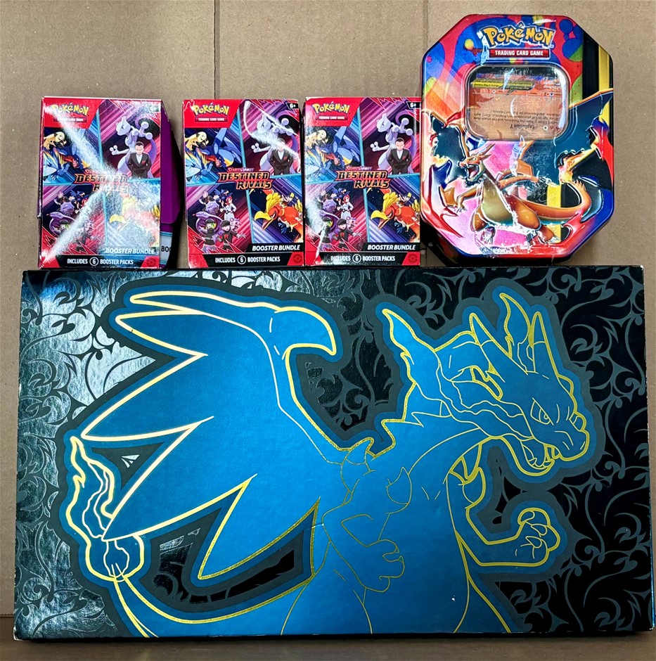 5 x Assorted POKEMON TCG Products, Includes Booster Packs, Mega Box & Tin.