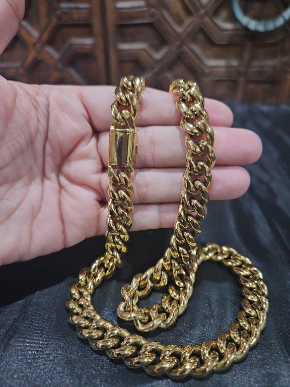 18k Italy Stamped  Yellow Gold Filled Chain-Quality Guarantee-60cm-12mm