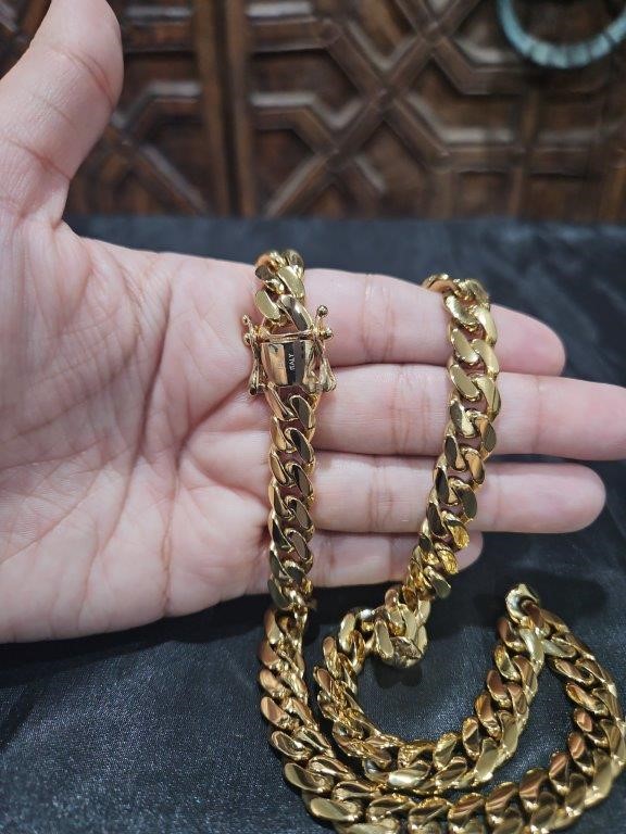 18k Italy Stamped Yellow Gold Filled Cuban Chain-Quality Guarantee-55cm12mm