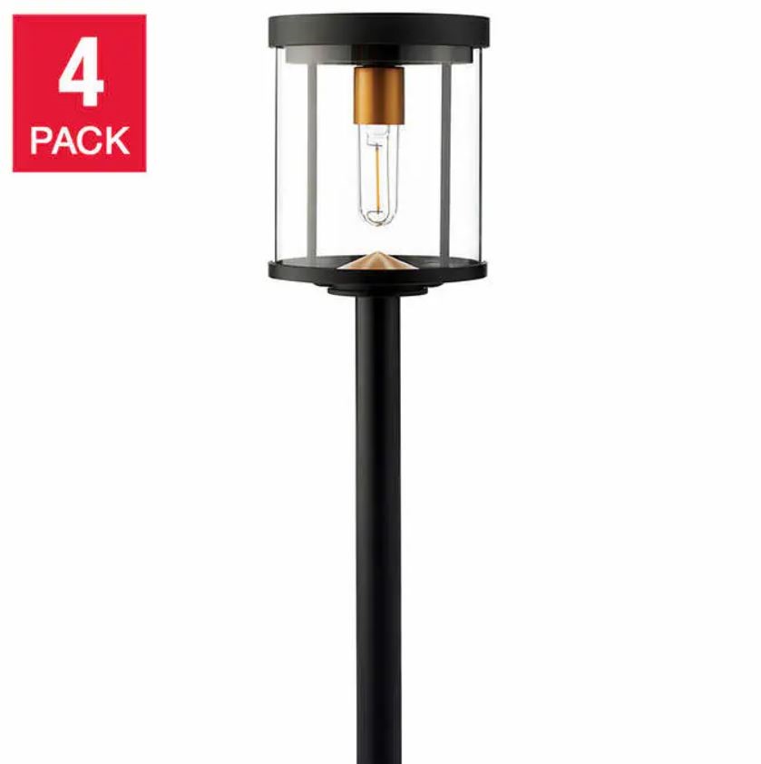 NATURALLY SOLAR 4pk LED Pathway Lights, Vintage Style. NB: Used.