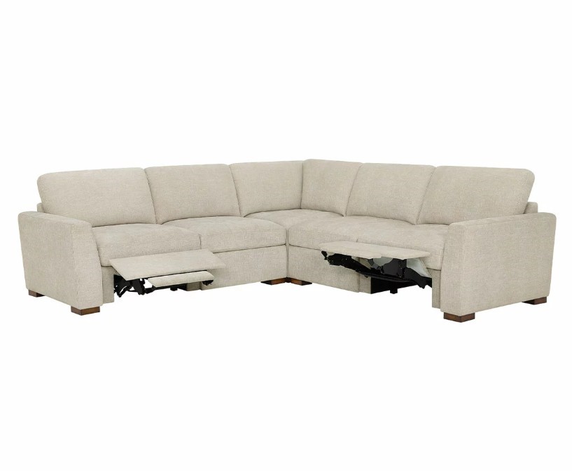 THOMASVILLE 3 Piece Fabric Sectional With 2 Power Footrests.