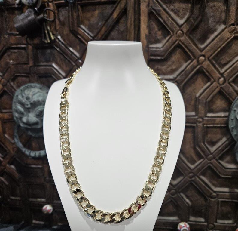 18K/Italy Stamped Yellow Gold Filled Cuban Chain -55cm-Bonus Gift