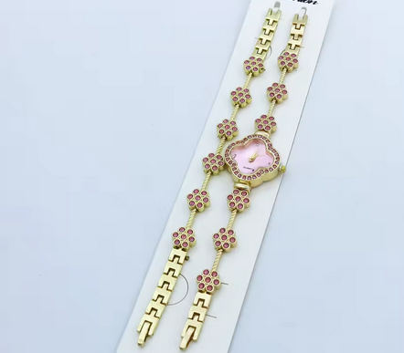 4-Piece Jewellery Set.Watch,Two Bracelet & Earrings(Gift Box Included)