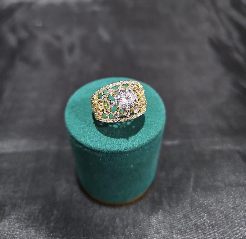 18K/ITALY Yellow Gold Filled Ring -Quality Guarantee-8 US-Bonus Gift