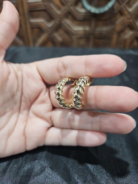 18K/Italy Gold Filled Earring -(18K/Italy)-Warranty Quality-Bonus Gift