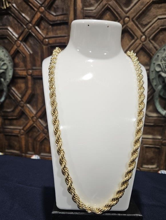 14K/Italy Stamped Yellow Gold Filled Rope Chain -60cm-Bonus Gift