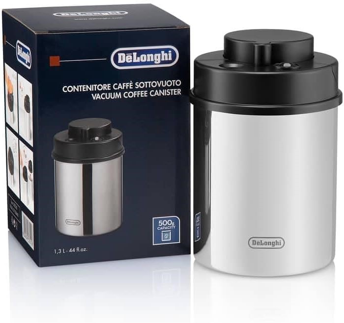 DELONGHI Vacuum Coffee Canister, Airtight Storage for Coffee Beans and Grou