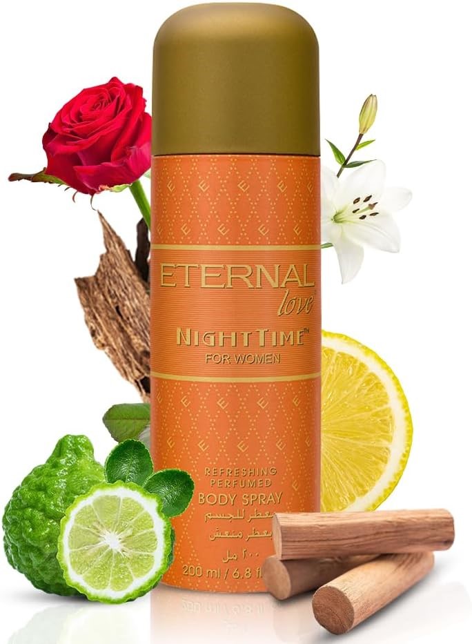 4 x ETERNAL LOVE Night Time Body Spray for Women, 200ml.