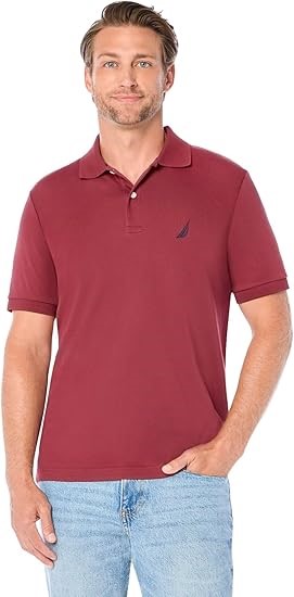 NAUTICA Men's Polo Shirt, Medium US, Barolo Solid, K82880.