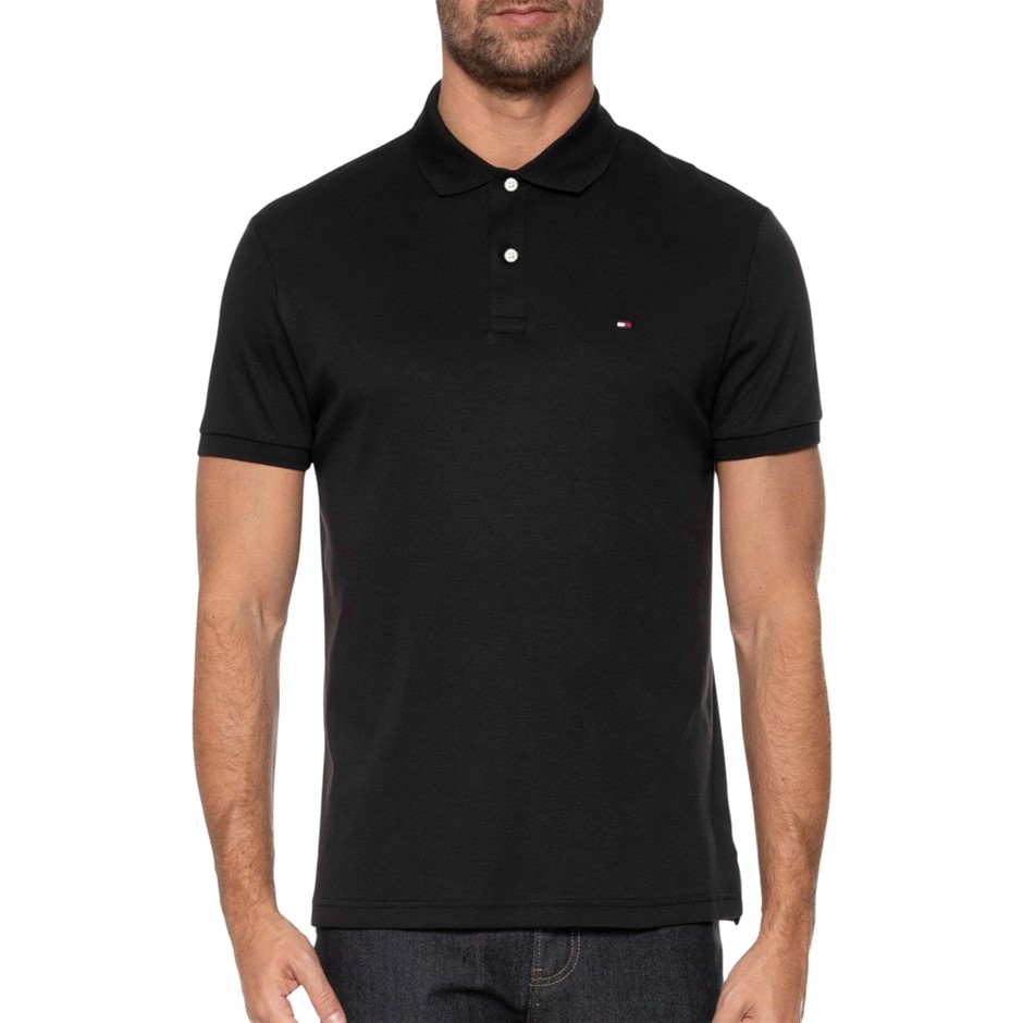 TOMMY HILFIGER Men's Richard Polo, Size L, 100% Cotton, Black, 43844. NB: h