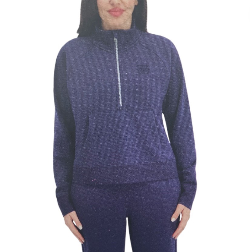 DKNY Women's Half Zip Fleece Sweatshirt, Size S, Peacoat.