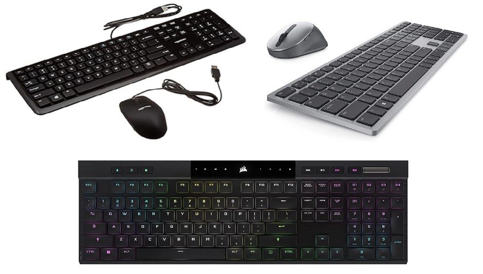 3 x Assorted Keyboards. 1 x AMAZON BASICS Wired Keyboard and Wired Mouse Bu