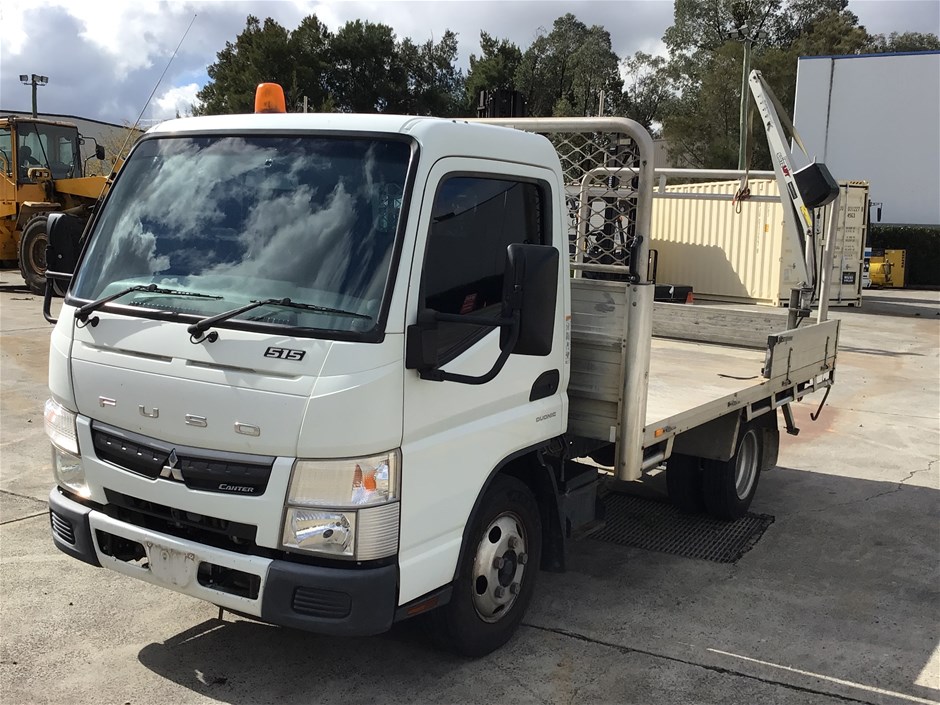 2019 Mitsubishi Fuso Canter 515. L7/800 4 x 2 Tray Body Truck with Crane