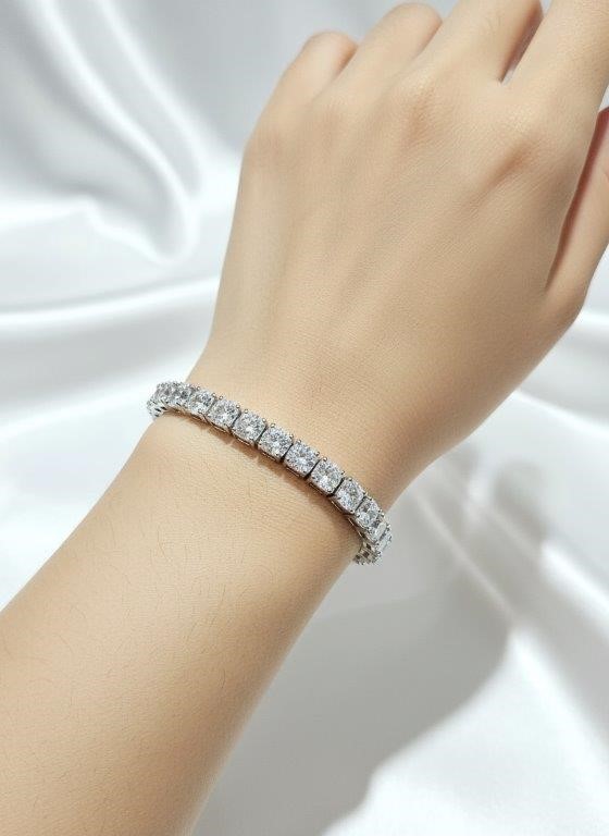 GRA Moissanite white Brilliant Cut stone Tennis Bracelet -S925-18cm-5mm