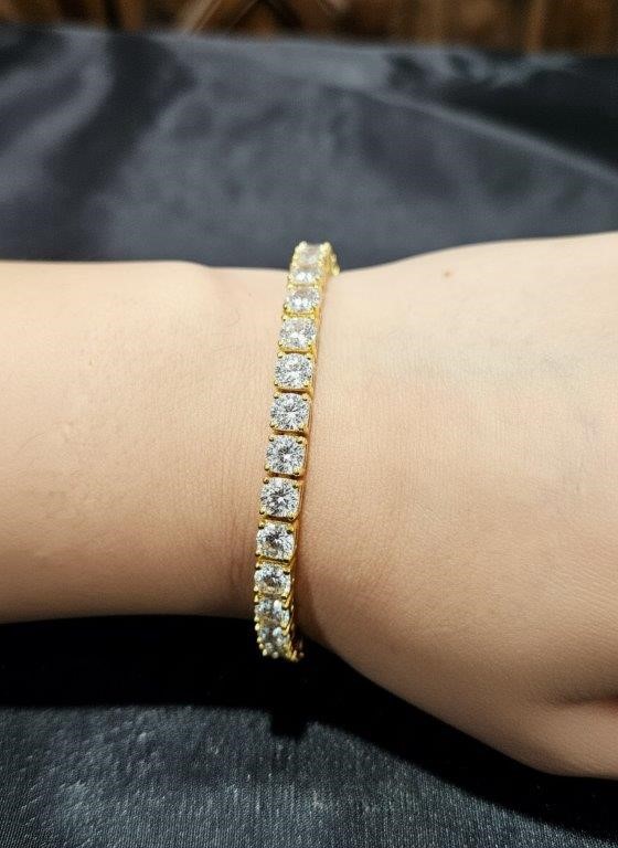 GRA  Moissanite white Brilliant Cut stone Tennis Bracelet -S925-18cm-5mm