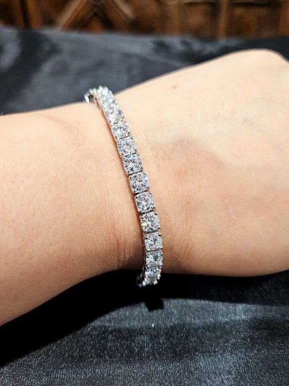 GRA Moissanite white Brilliant Cut stone Tennis Bracelet -S925-20cm-5mm