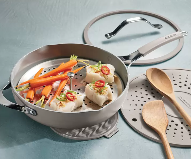 TRAMONTINA All In One Plus Pan Set 7 Piece. Moon Beam. NB: has marks, no pa