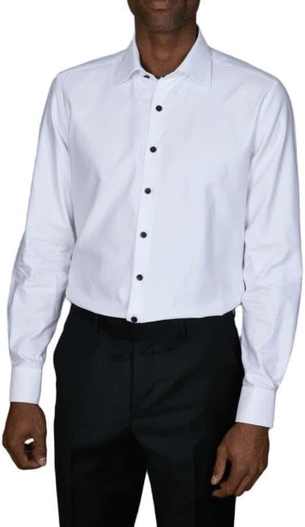 ABELARD Men's Buttone Nero Evening Slim Fit Shirt, Size 41, White, A1412328