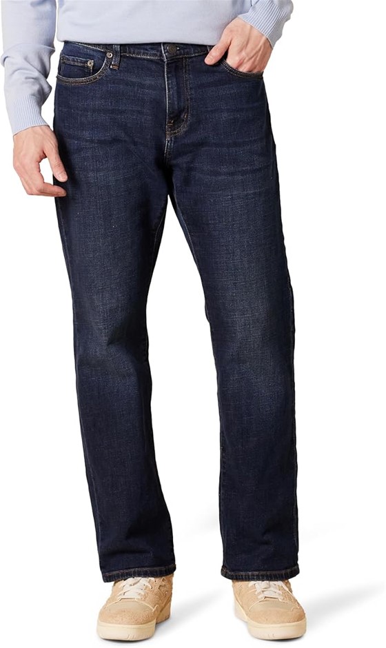 AMAZON ESSENTIALS Men's Straight-Fit Bootcut Jean, 34W x 33L, Dark Blue Vin