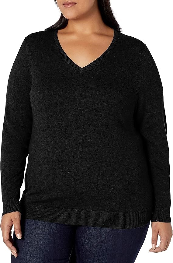 AMAZON ESSENTIALS Women's Classic-Fit Lightweight Long-Sleeve V-Neck Sweate