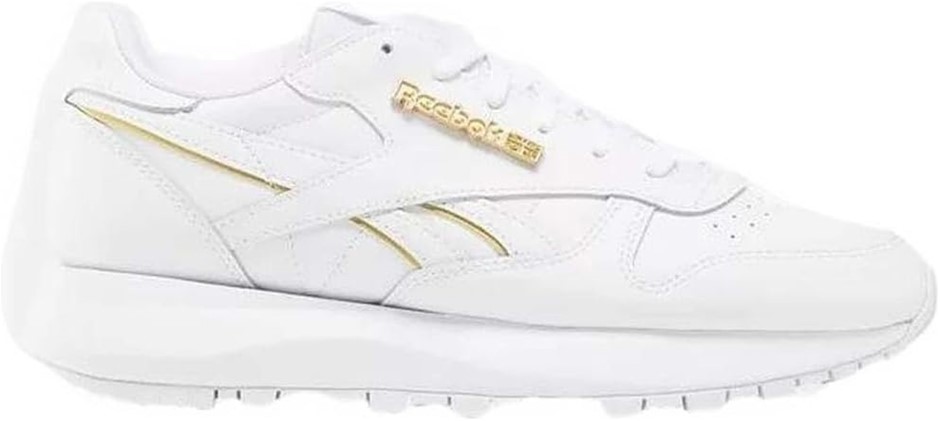 REEBOK Women's Classic Leather Sneaker, US8/EU38.5, White/Gold Met/White, 1