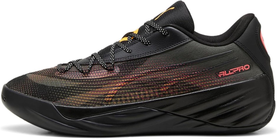 PUMA Men's All-Pro Nitro Fire Glow Sneaker, US11/EU44.5, Black/Sun Stream/S