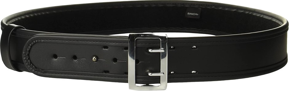 BIANCHI 7960 PLN Black Sam Browne Belt with Chrome Buckle, Size 38-40(97cm-