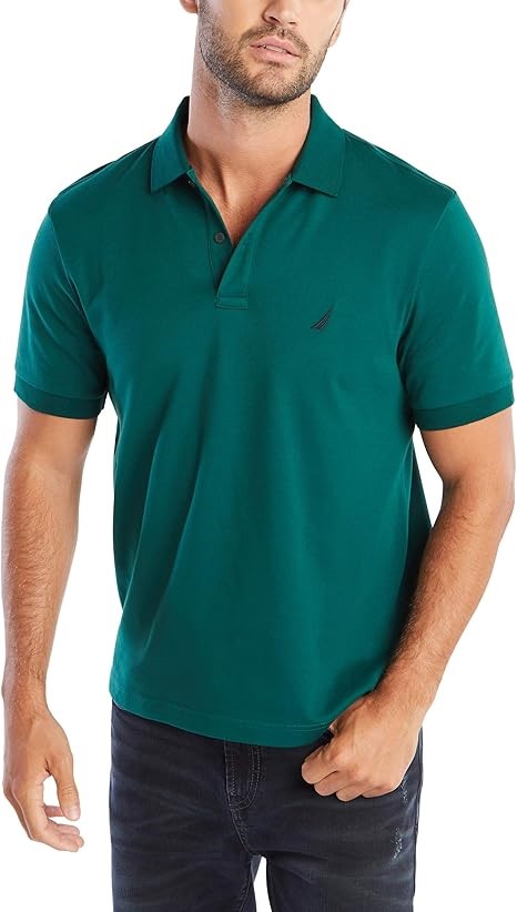 NAUTICA Men's Classic Fit Short Sleeve Solid Soft Cotton Polo Shirt, Small,