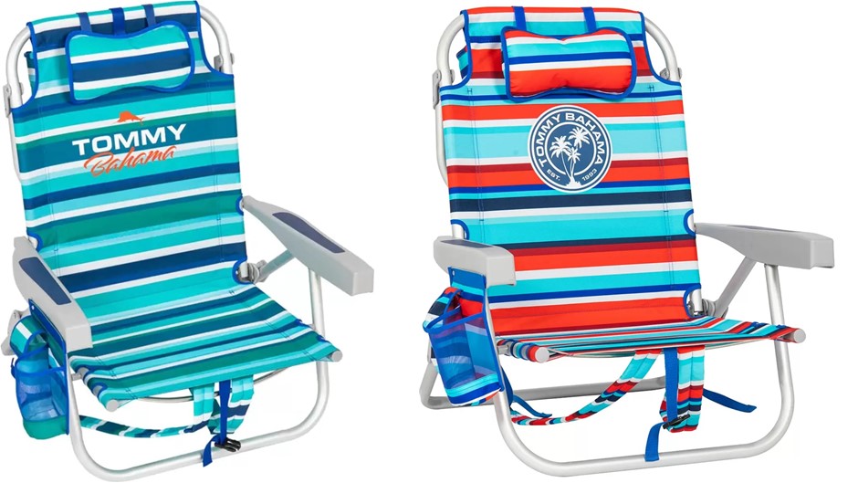 Tommy Bahama 5 Position Aluminium Backpack Beach Chair 2 Pack, Royal And Re