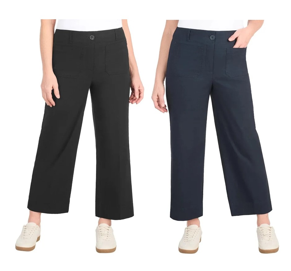 2 x DALIA Women's Wide Leg Woven Pant, Size 14, Black & Navy, 1879145. Buy