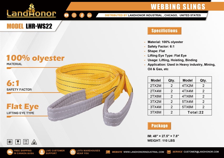 2026 Unused LandHonor Webbing Sling LHR-WS22