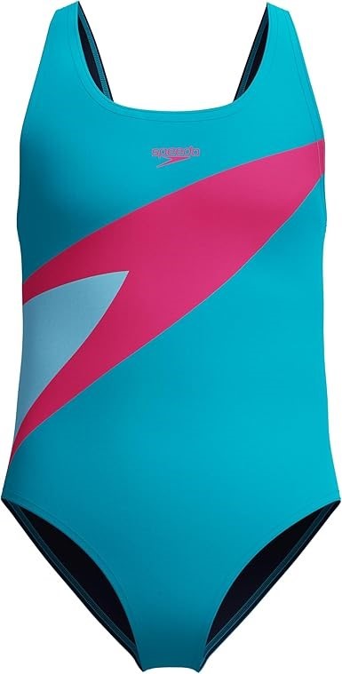 SPEEDO Girl's HyperBoom Splice One Piece Swimsuit, 7-8 Years, Mayan Blue/Pi