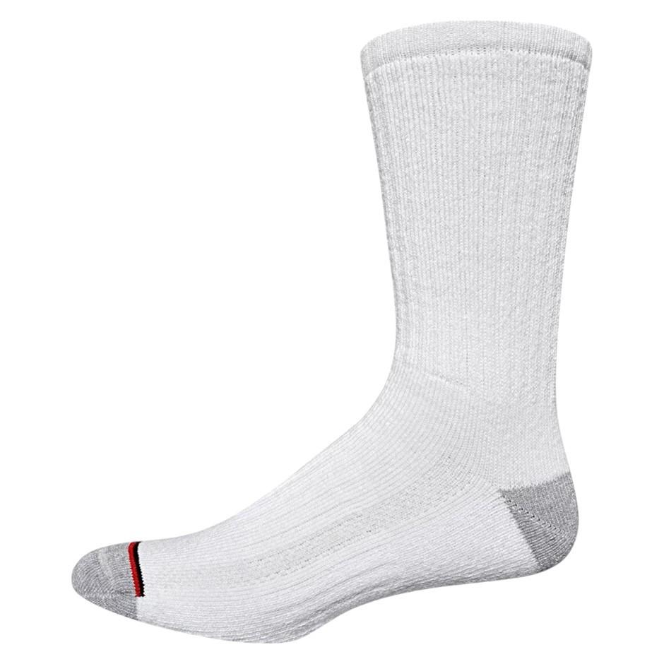6 Pairs x SIGNATURE Athletic Cushion Socks, Shoe Size 8-12, Cotton, White.