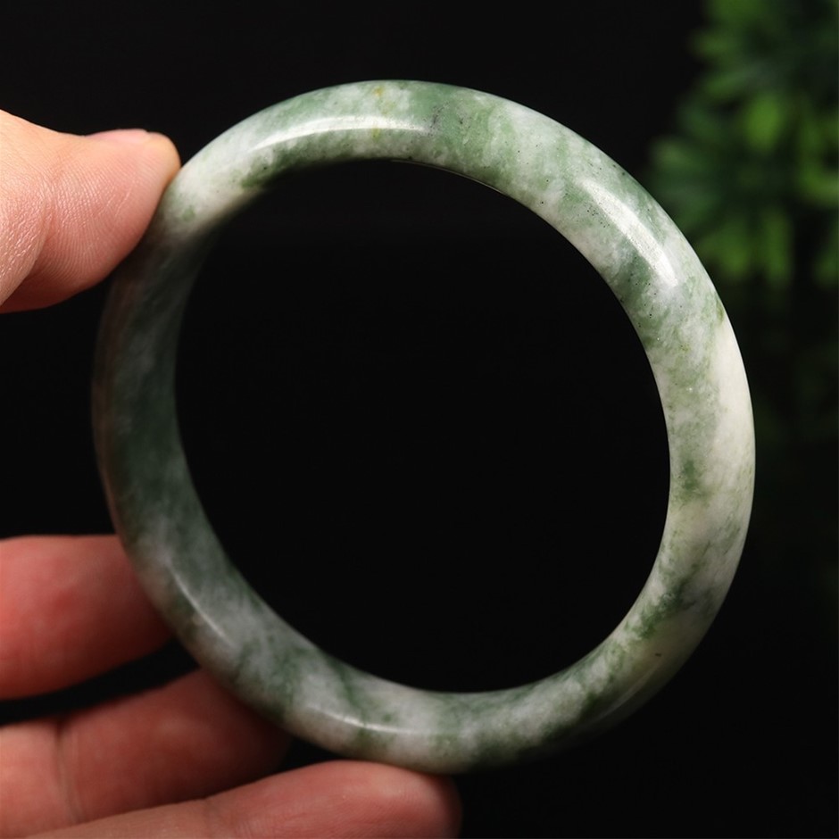 61.0mm Chinese Natural Green Jade Bracelet Bangle