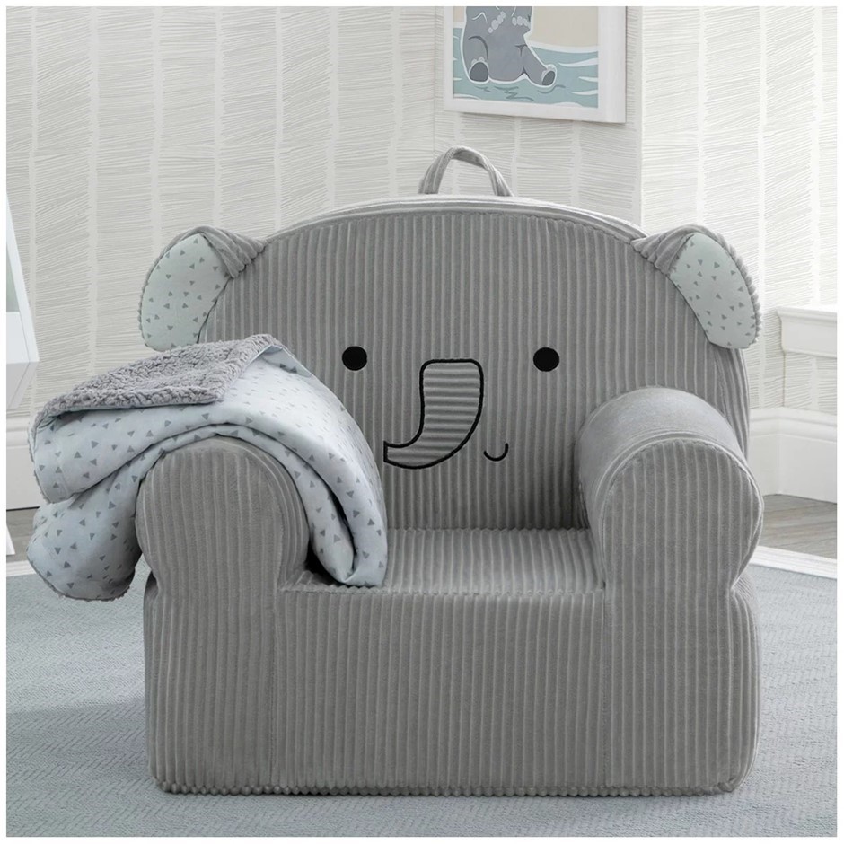 DELTA CHILDREN Cozee Kids' Animal Chair w/ Plush Blanket, Elephant. NB: bla