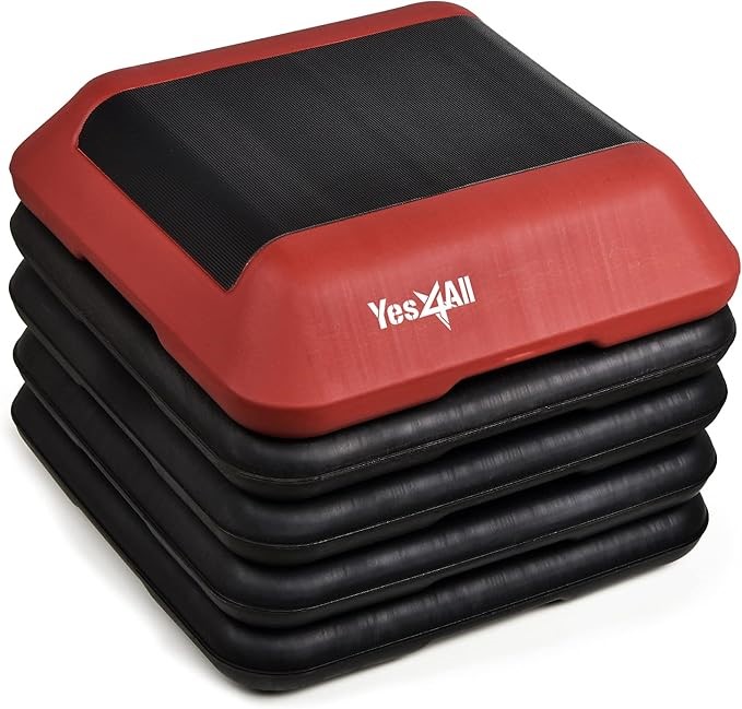 Yes4All 16"x16" Adjustable High Step Aerobic Platform with 4 Risers, Height