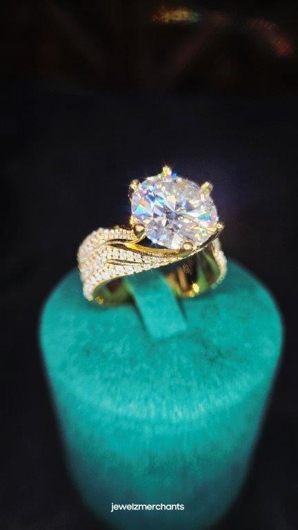 5.0ct GRA Moissanite White 18k Solid Yellow Gold Vermeil Ring -8US-VVS1