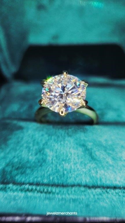 5.0ct GRA Moissanite White 18k Solid Yellow Gold Vermeil Ring -8US-VVS1