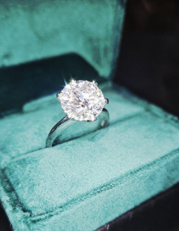 5.0ct GRA Moissanite white 18k Solid White Gold Vermeil Ring -9US-VVS1