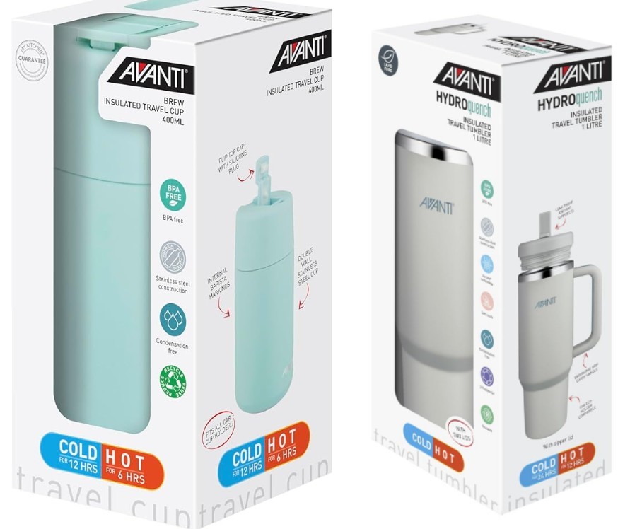 BUNDLE of Avanti Brew Insulated Travel Cup, 400ml, Sea Breeze Blue + Avanti