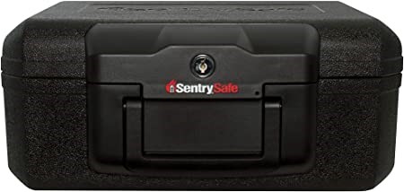 SENTRY SAFE 5L Small Keyed Fire Chest, Black, 11", SE1200 . NB: damaged pac
