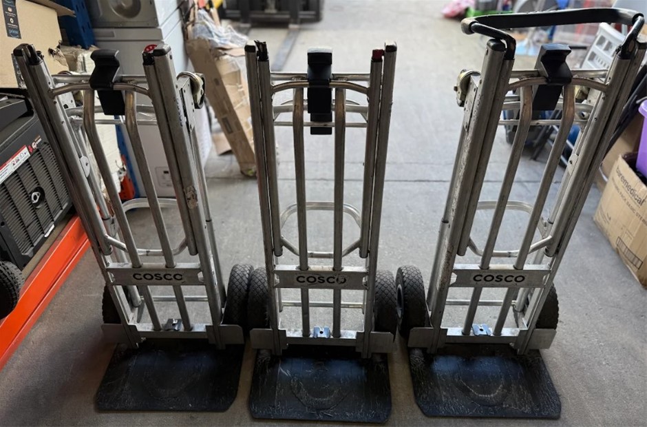 3x Cosco 3 in 1 Aluminium 992lb / 450kg Capacity Hand Truck with Flat-Free