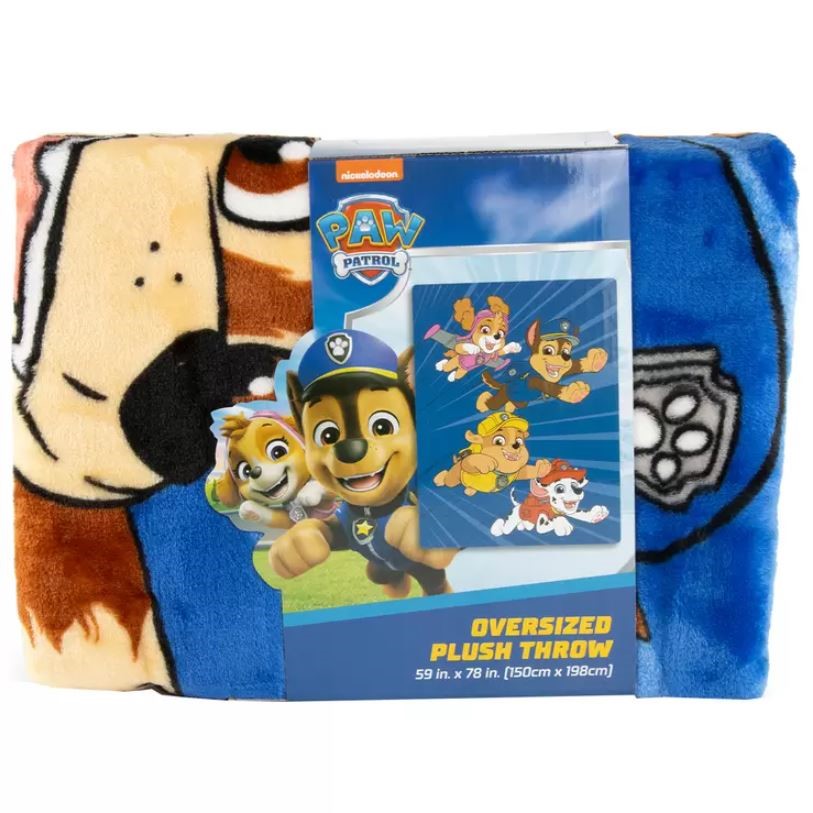 PAW PATROL Oversized Plush Blanket Throw, 150cm x 198cm.