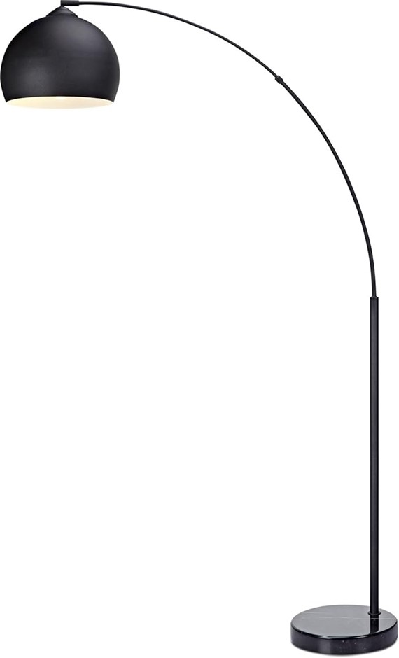 VERSANORA Arquer 170cm Modern Arc Floor Lamp, Marble Base, Matte Black Fini