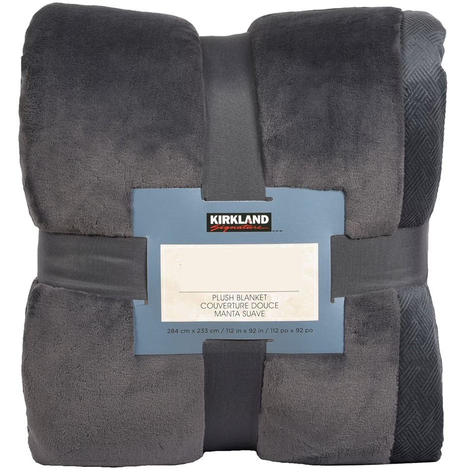 KIRKLAND Signature KING Size Tres Grand Lit Cama Plush Blanket, 180cm, Grey