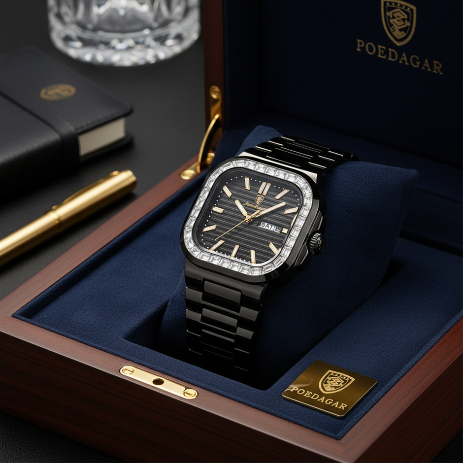 High Quality Simulated Diamond Men's Poedagar Watch-include box original