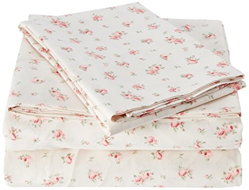 MODERN THREADS Microfibre Sheet Set, Sweet Rose Ivory, Twin Size.